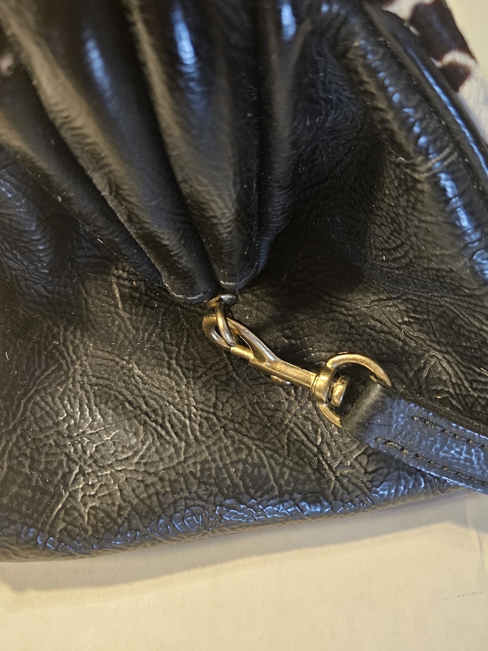 Clever Carriage Calf Hair Black & White Houndstooth Satchel with Black Trim - Picture 9 of 16